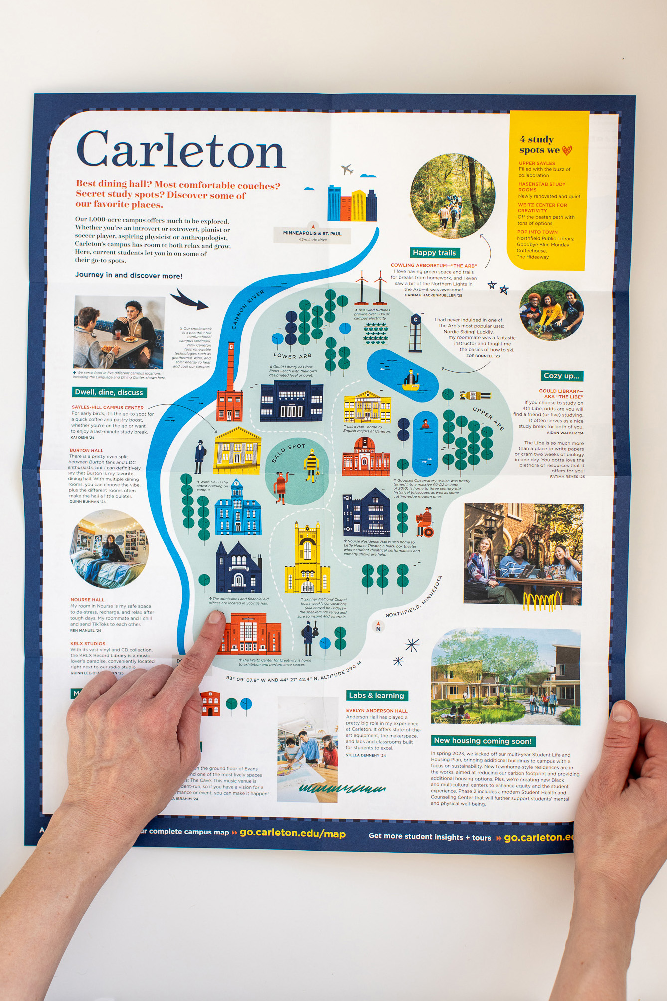 full campus map on the back of the mailing piece