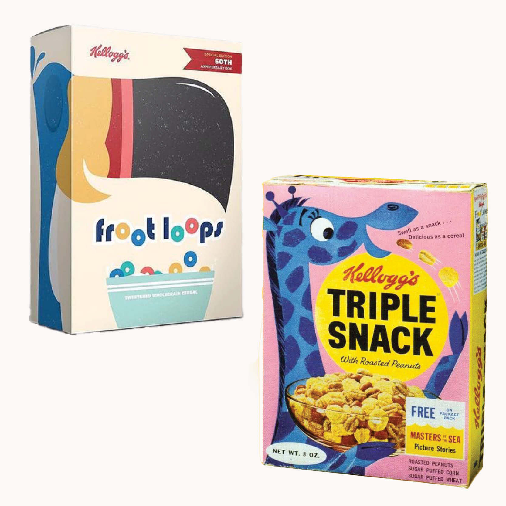 two cereal boxes