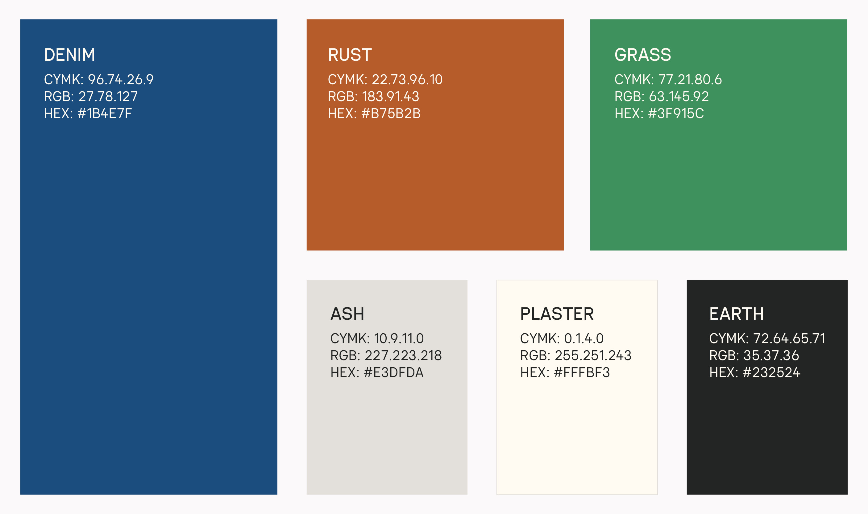 Rural Design Studio color palette with color builds