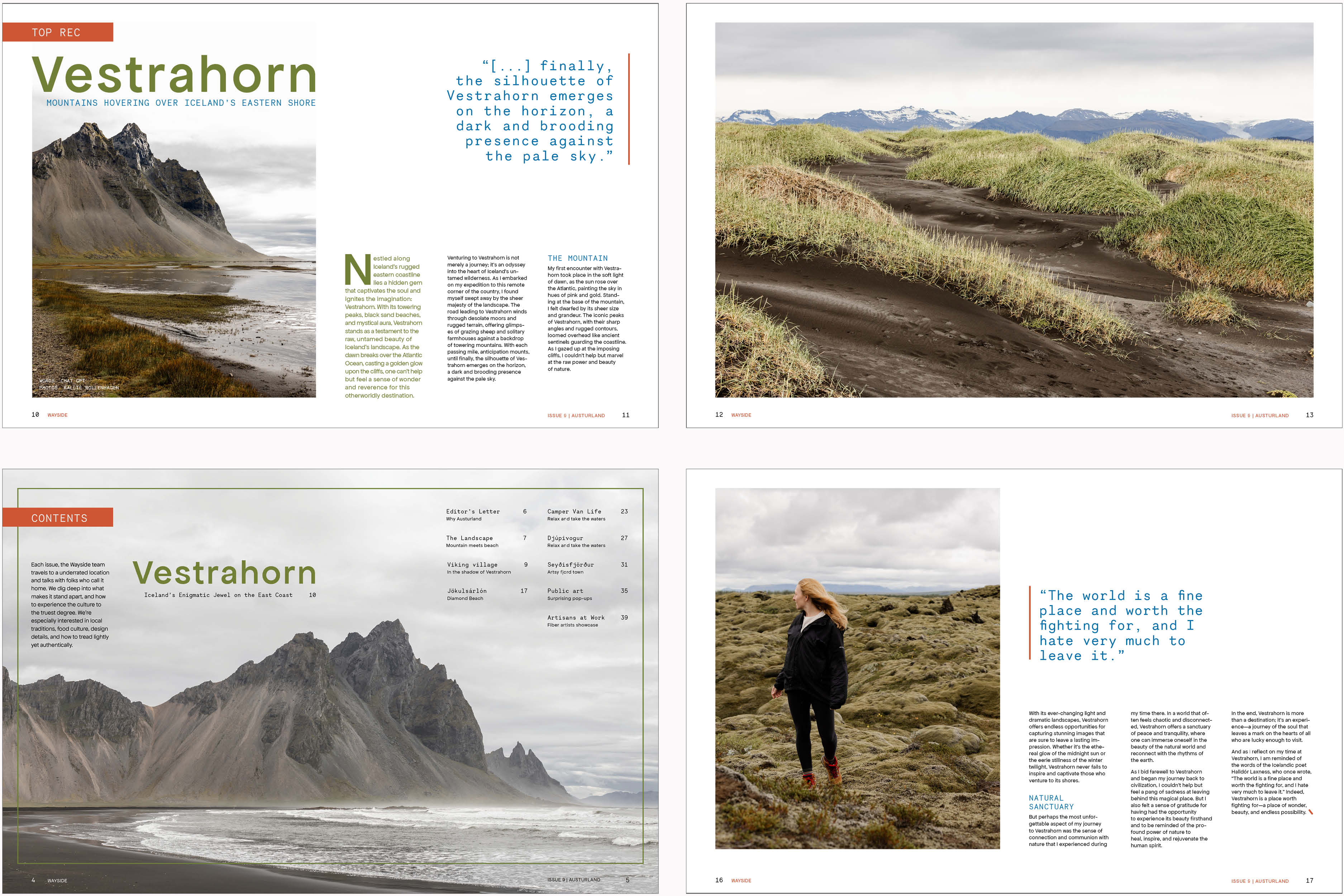 Four examples of magazine spreads