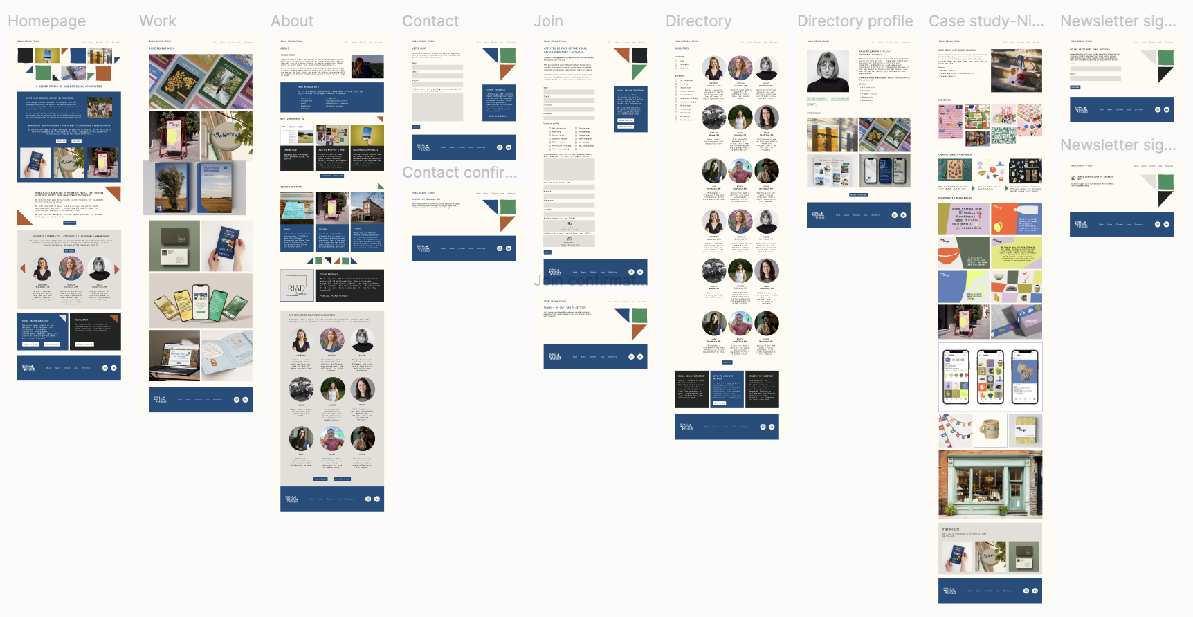 Figma mockups of all RDS webpages