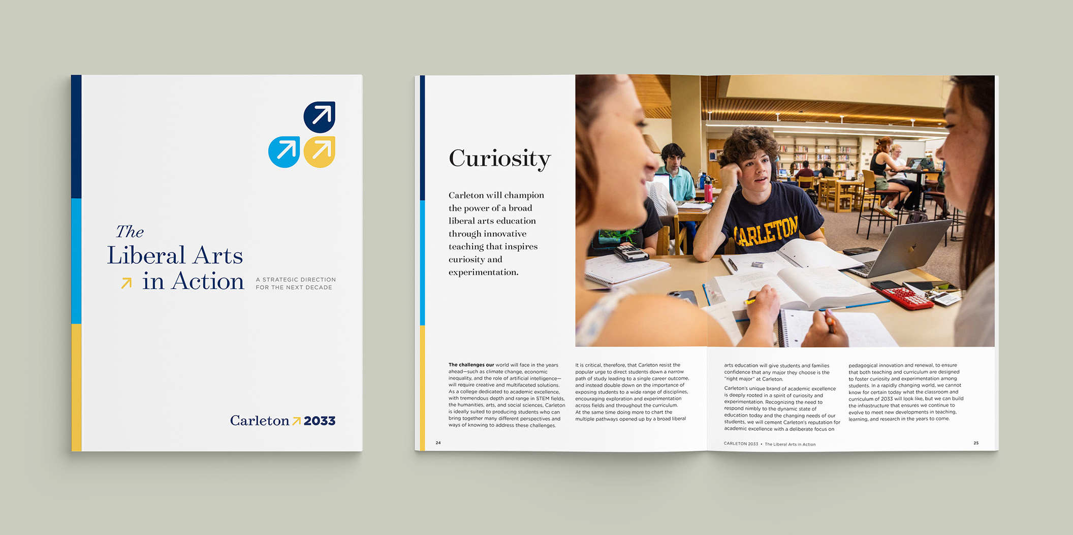 Cover and inside spread of printed strategic plan report