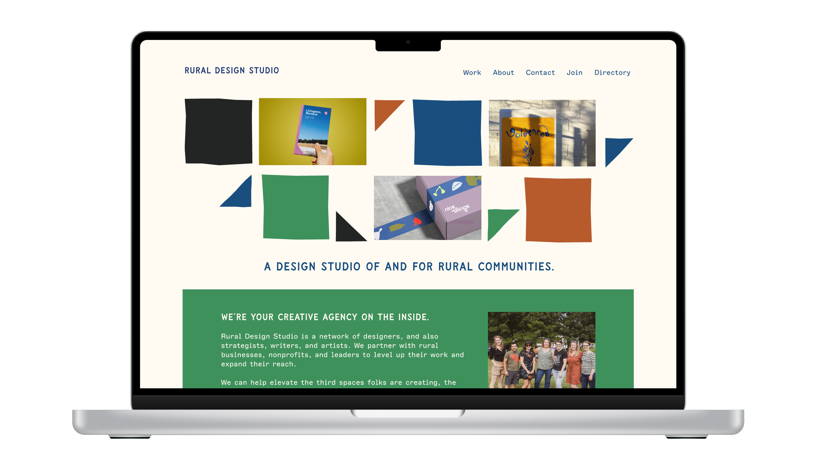 Mockup of Rural Design Studio homepage